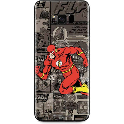 DC Comics The Flash Vintage Action pose pattern Galaxy S8 Plus Skin
